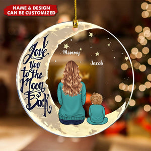 I Love You To The Moon And Back - Personalized Round Shaped Acrylic Christmas Ornament