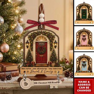 Custom New Home Wooden Ornament With Tag - Personalized Anniversary Christmas Wedding Gifts For Husband And Wife, Him And Her - Warm Hearts Sweet Home