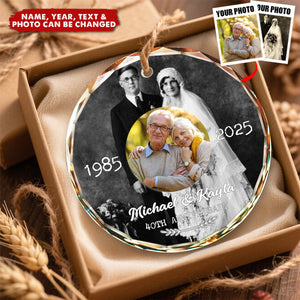 Wedding Anniversary - Personalized Glass Ornament, Gift for Parents Grandparents