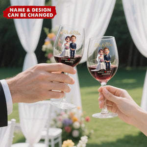 Wedding Couple Wine Glass - Personalized Gifts For Couple