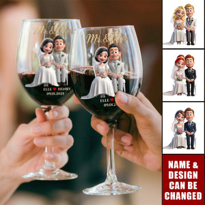 Wedding Couple Wine Glass - Personalized Gifts For Couple