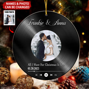 Vinyl Record Personalized Acrylic Ornament, Gift For Couple