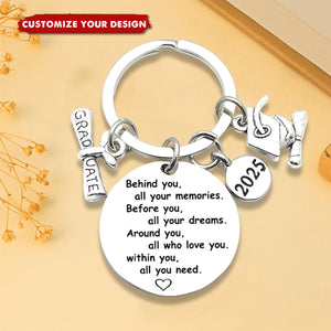 Graduation 2025 Diploma And Mortar Board Personalized Keychain