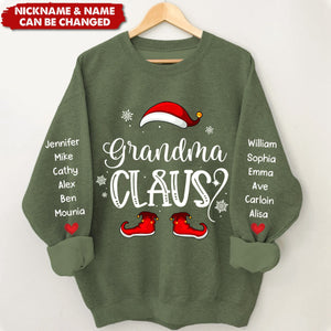 Forget About Santa I'll Just Ask Nana - Family Personalized Custom Unisex Sweatshirt With Design On Sleeve - Christmas Gift For Mom, Grandma