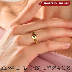 Zodiac Sign Signet Ring For Women - Personalized Star Sign Ring