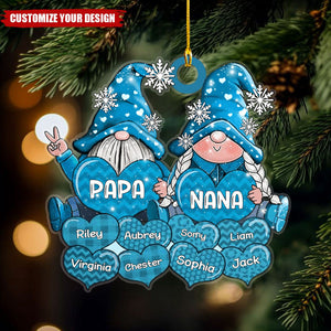 Colorful Christmas Draft Pappy Nana Daddy Mommy Sweet Heart Kids Personalized Ornament