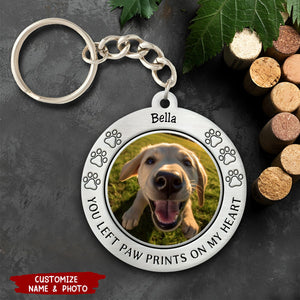 You Left Paw Prints On My Heart - Personalized Keychain
