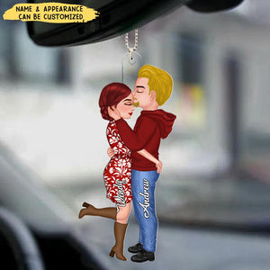 Kissing Forehead Couple Personalized Ornament, Gift For Him Her