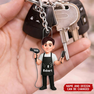 Hairdresser Man Woman - Personalized Acrylic Keychain