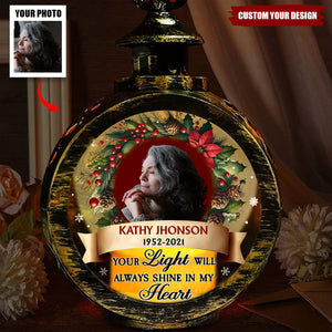 Your Light Will Shine In My Heart Memorial Personalized Lantern