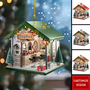 Personalized Barber Shop Custom Name Christmas Ornament