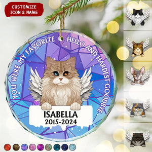 In Loving Memory Memorial Dog Cat Stained Glass - Personalized Circle Glass Ornament