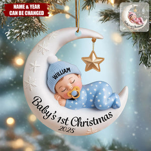 Newborn Baby 1st Christmas - Personalized Acrylic Ornament, Baby Shower Gift