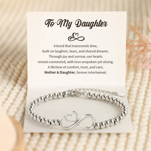 To My Daughter/Mom - Through Joy And Sorrow Our Hearts Remain Connected - Heart Bracelet