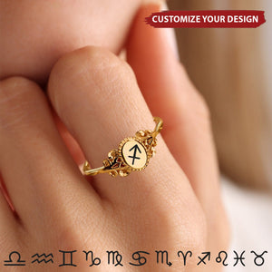 Zodiac Sign Signet Ring For Women - Personalized Star Sign Ring