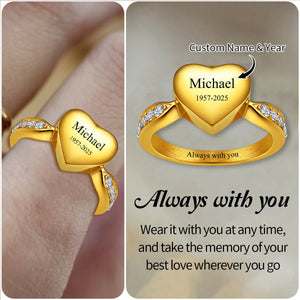 Personalized Heart Cremation Urn Ring for Ashes Memorial Jewelry