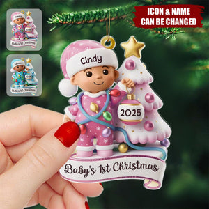 Christmas Baby Shower Gender Reveal - Personalized Acrylic Ornament Gifts For New Parents