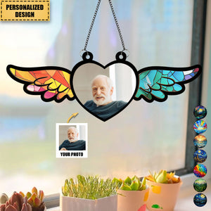 Memorial Angel Wings - Personalized Window Hanging Suncatcher Photo Ornament