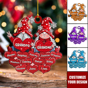 Colorful Christmas Draft Pappy Nana Daddy Mommy Sweet Heart Kids Personalized Ornament