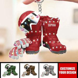 Personalized Skiing Shoes Acrylic Keychain, Winter Sports Keychain