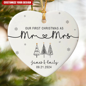Our First Christmas As Mr & Mrs Ornament Personalized Ceramic Ornament