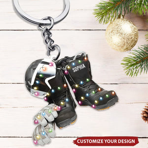 Personalized Skiing Shoes Acrylic Keychain, Winter Sports Keychain