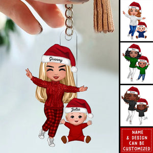 Happy Doll Grandma & Grandkid - Personalized Acrylic Keychain