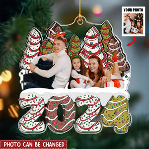 Custom Photo Family Christmas Tree Cake - Personalized Acrylic Ornament