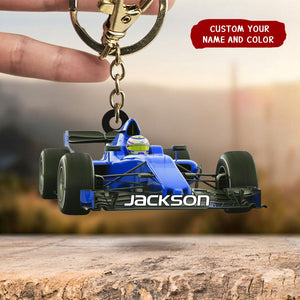 Personalized Racing Car Custom Name Keychain , Gift For Racing Car Lover
