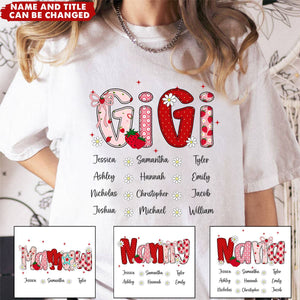 Mimi Strawberry And Grandkids Sweet Summer Time - Personalized Family Shirt