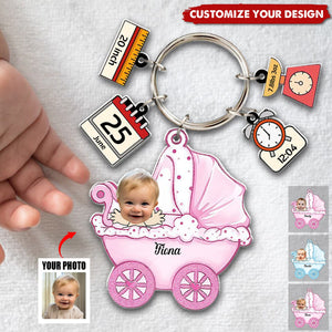 Baby In Stroller With Tag Personalized Acrylic Keychain