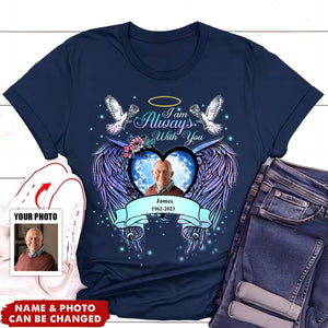 Memorial Sparkling Upload Image Heart Wings, Forever In Our Hearts Personalized Shirt