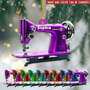 Personalized Sewing Machine Christmas Ornament, Custom Sewing Acrylic Ornament Christmas Tree Decor, Sewing Flower Machine Ornament, Gifts for Sewing Lovers, Grandma, Wife, Her, Aunt