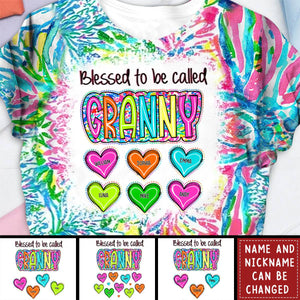 Grandma Nana Gigi Scribble Doodle Sweetheart Grandkids Personalized 3D T-shirt