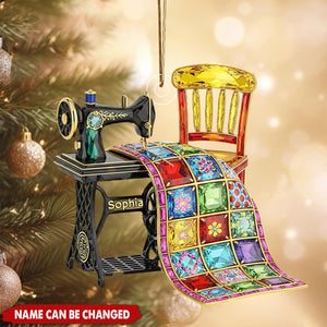 Personalized Sewing Machine Acrylic Ornament, Gifts For Sewing Lovers, Xmas Tree Hanging Decor