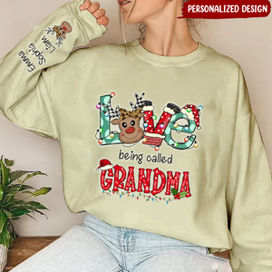 Christmas Reindeer Grandma Personalized Sleeve Custom Sweatshirt