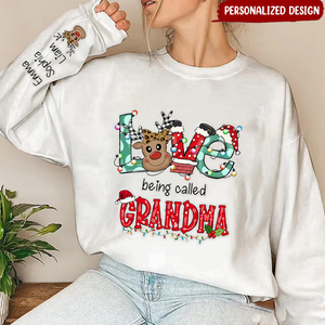Christmas Reindeer Grandma Personalized Sleeve Custom Sweatshirt