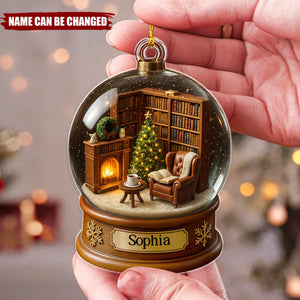 Create A Cozy Library Scene With Chair And Fireplace, Personalized Acrylic Ornament