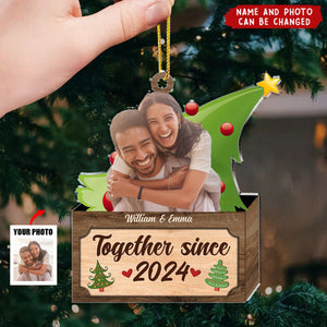 Custom Photo Christmas Couple From Our First Kiss Till Our Last Breath - Personalized Cutout Acrylic Ornament