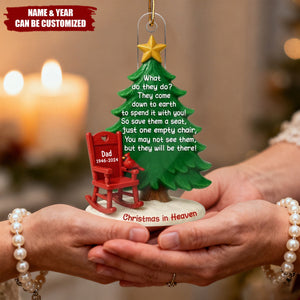 Christmas In Heaven Save A Seat - Personalized Acrylic Ornament, Christmas Memorial Keepsake