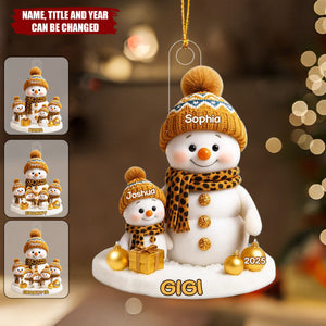 Grandma's Little Snowman - Personalized Acrylic Flat Ornament
