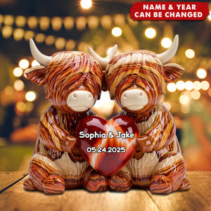 Highland Cow Couple Acrylic Plaque - Personalized Gifts For Couple