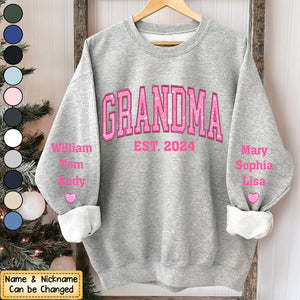 Mimi Glitter Pink Embroidered And GrandKids Sweatshirt