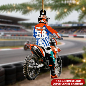 Motocross Racer - Personalized Christmas Acrylic Ornament