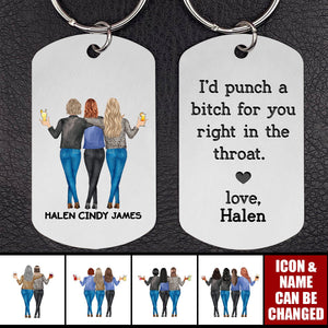 I'd Punch A Bit** For You Gift For Besties Personalized Metal Keychain
