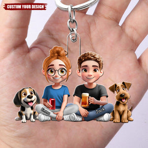 You And Me And The Dogs Couple - Personalized Acrylic Keychain