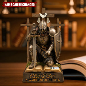 Knight Kneeling Down In Armor Acrylic Plaque - Personalized Gifts For Armor of God