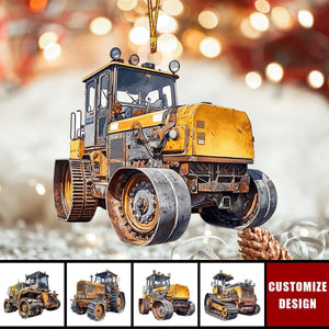 Personalized Road Roller Christmas Ornament, Gift For Heavy Equipment Lovers