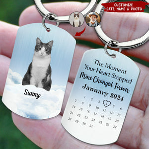 The Moment Your Heart Stop - Personalized Photo Calendar Memorial Stainless Steel Keychain