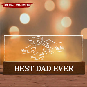 Best Dad Ever Fist Bump Outline Personalized Acrylic Block LED Night Light